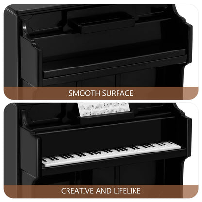 HEALLILY Mini Dollhouse Piano: Black Plastic Dollhouse Piano and Stool Set with Music Sheet for Scene Shooting Props Doll House Decoration, 3.58 X 2.75 X 1.45 Inches