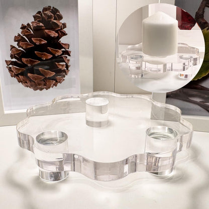 BSTIONYI 2 Pcs Acrylic Display Risers Set, 6.2 Inch Diameter Thick Clear Scalloped Stands,Tiered Tray Riser Pedestal Stand for Home Decor, Double as Tabletop Jewelry Pland Display or Mini Cake Stand (6.2 Inch - 2 Pcs)