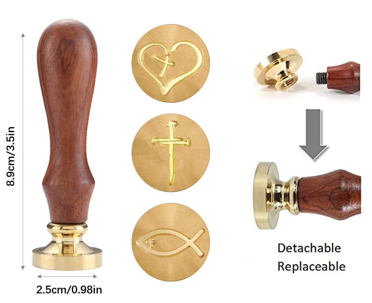 Christian Wax Seal Stamp Kit – Cross, Jesus Fish, Faith Hope Love – Religious Symbols for Envelopes, Letters, Bible Journaling (Mini Christian Wax Seal Stamp Set)