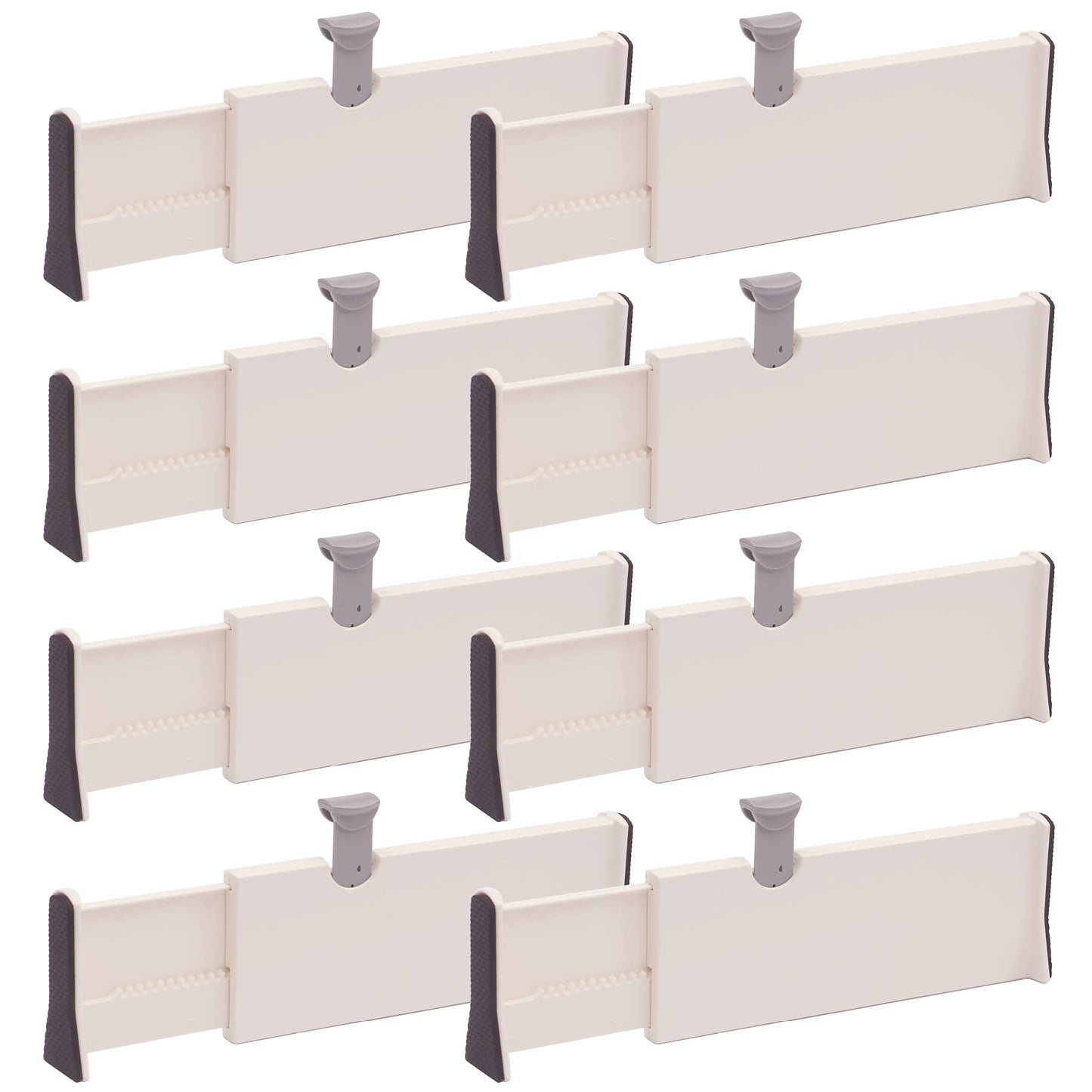 TENABORT Set of 8 Adjustable Drawer Dividers Organizer Separators Plastic Dresser Organizer for Bedroom, Bathroom, Closet, Office Desk, Kitchen Storage