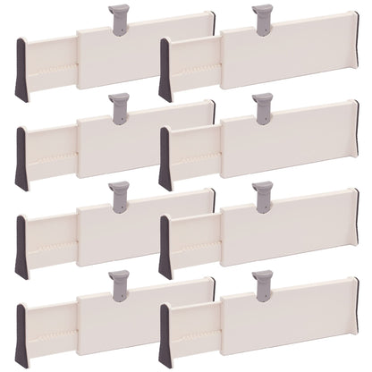 TENABORT Set of 8 Adjustable Drawer Dividers Organizer Separators Plastic Dresser Organizer for Bedroom, Bathroom, Closet, Office Desk, Kitchen Storage