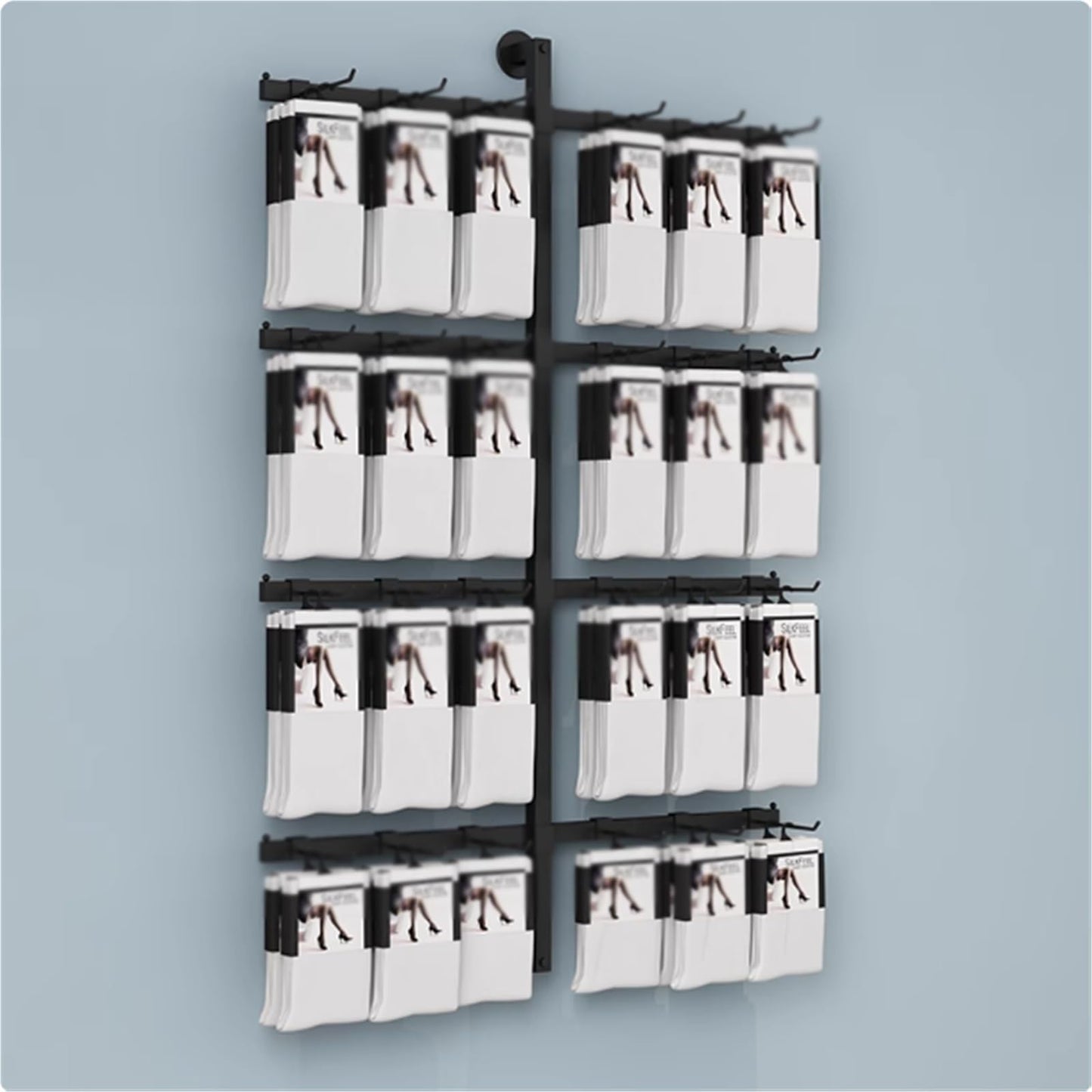 Wall-Mounted Sock Display Stand, Metals, Retail Underwear Showshelves, Lingerie Bra Rack Swimsuit Organizer Hanger, Commercial Clothing Store Shelf, 4 Tier(60 * 150cm)