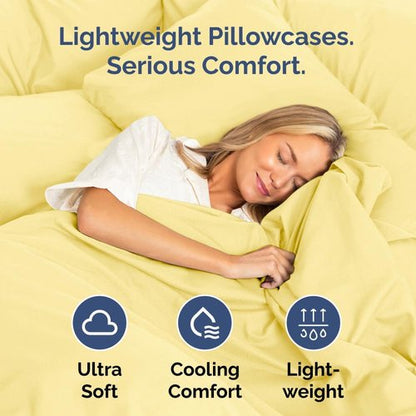 King Standard Pillow Cases - Soft Hotel Quality Covers for Comfy Bedding | Set of 4, Yellow