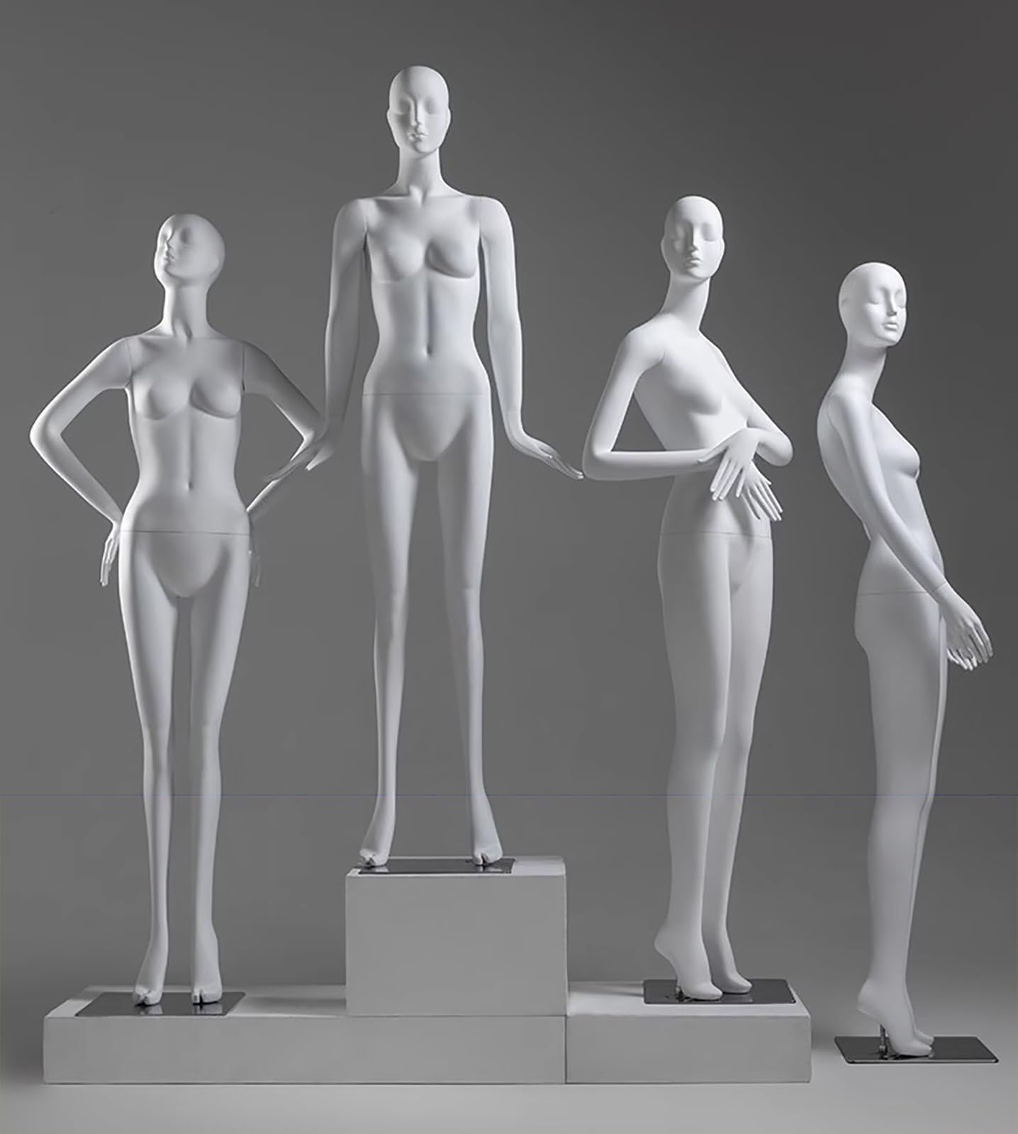 Matte White Tall Female Mannequin with Head, Detachable Torso Dress Form for Retail & Home Display - Ideal Clothing Display for Online Shops (Size: Style5)