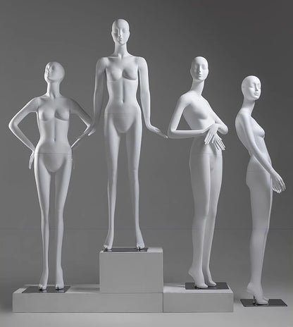 Matte White Tall Female Mannequin with Head, Detachable Torso Dress Form for Retail & Home Display - Ideal Clothing Display for Online Shops (Size: Style5)