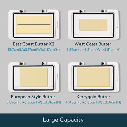 KITCHENDAO Airtight Flip-Top Butter Dish with Lid for Countertop and Refrigerator, Butter Keeper, Plastic Butter Holder Tray for 2 Sticks East Coast/West Coast/European Style/ Kerrygold Butter