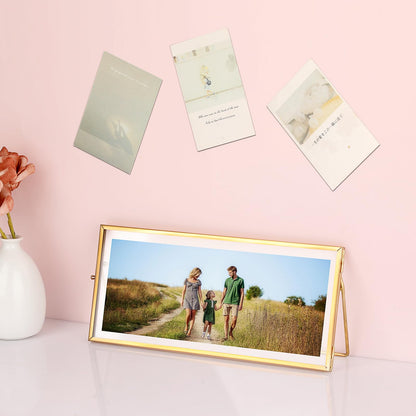 OGANAZI Double-Glass Dried Flower Frame, Brass Floating Frames for Pictures, Pressed Flowers, Leaves, Arts, Stamps, 4x 9 inches Decorative Tabletop Display Holder for Home Plant Specimen (FRAME ONLY)