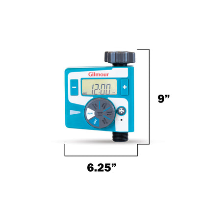 Gilmour Single Outlet Electronic Water Timer for Garden Hose, Irrigation Timer for Sprinklers and Drip Lines, Blue
