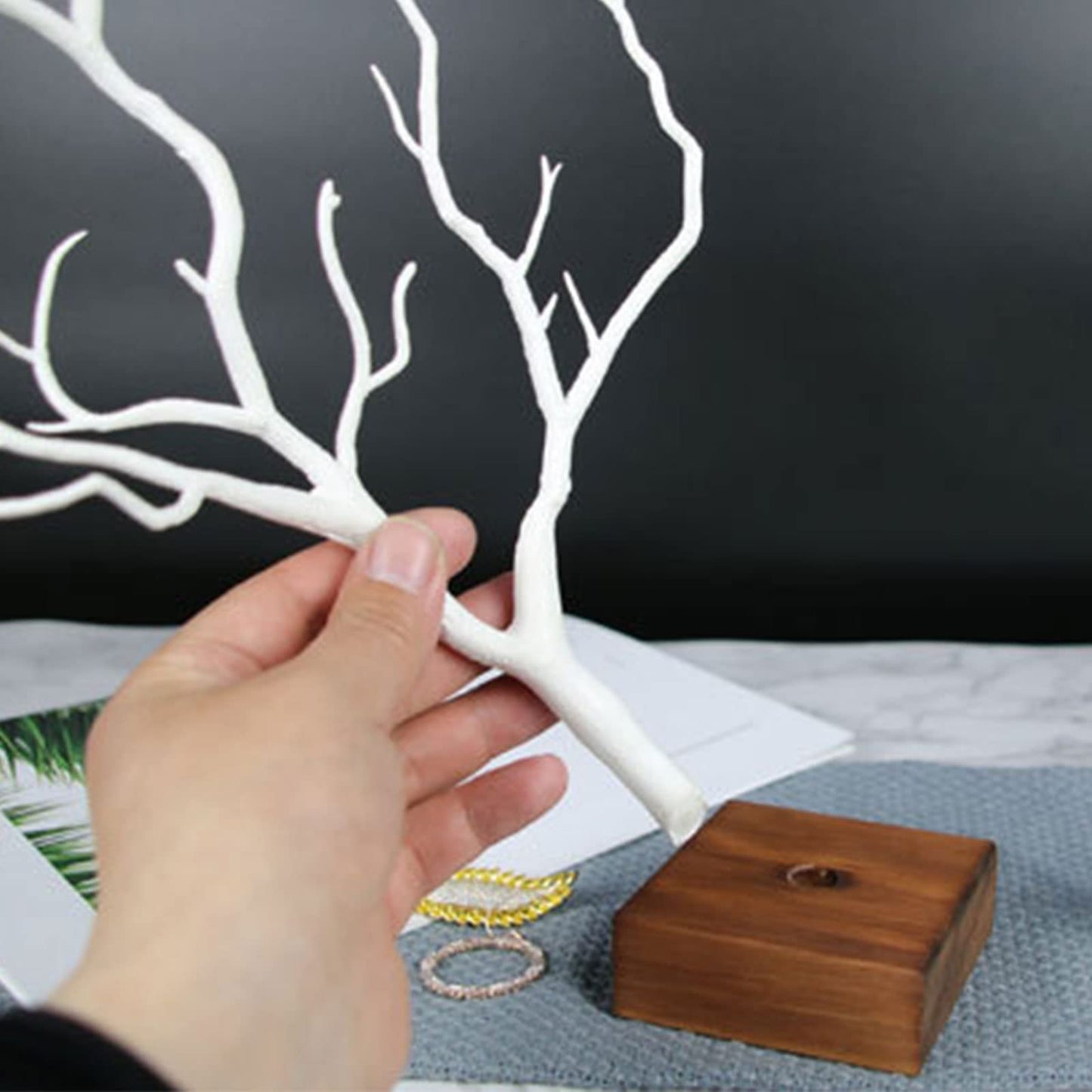 XANHOY Jewelry Stand Tree Small Jewelry Organizer Necklace Holder Rack Display Tower With Wooden Base For Earring Stand