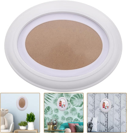 Garneck Oval Wood Picture Frame - Wall Hanging Decoration 7 Inch, White