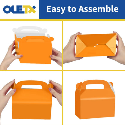 Oletx 30Pcs Orange Party Favor Treat Boxes Goodie Boxes Candy Gable Box