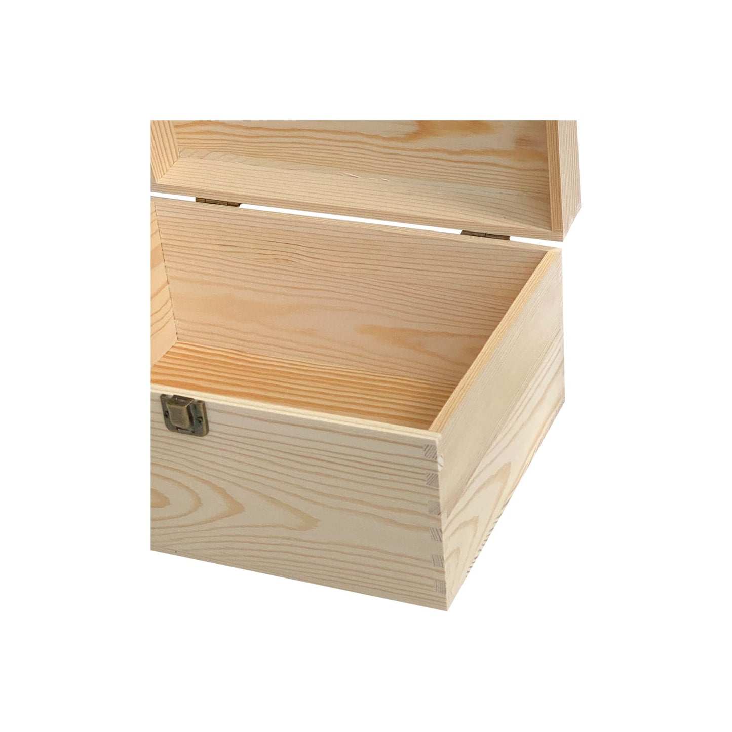 Cregugua 1 Pack Unfinished Wood box with Lid Crafts Wooden Storage Box for DIY Arts Project (Outer 10.6 x 7.9 x 5.7 IN,Interior 10 x 7.3 x 5.3 IN)