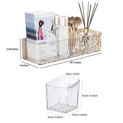 Lae Nuvole 4 Pack Wall Mounted Bathroom Caddy Organizer, Adhesive Shower Shelf for Inside Shower Caddy Plastic Bathroom Organizers and Storage with Bins for Makeup, Bath, Home Decor (Clear-4 Pack)