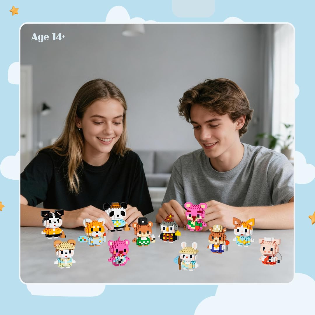 HIGH GODO 12 Pack Animal Party Favors Building Sets, Animals Micro Building Blocks Decor Model Kits, Goodie Bags Stuffers, Classroom Small Prize Toys Gifts for Adults Teens Age 14+
