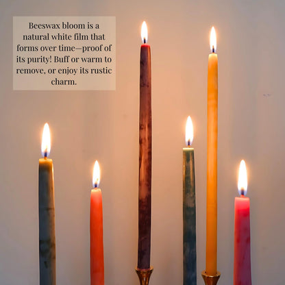 Candlestock Beeswax Taper Candles – 1/2" Diameter, Pure 100% Natural USA Beeswax, Cotton Wick, Dripless, Long-Burning, Handmade in Woodstock- 2 Pairs of Half Inch Tapers (Red, 4 Inch)