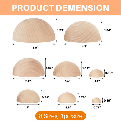ZENFUN 8 Pcs 8 Sizes Half Round Pottery Tools Set, Wooden Ceramic Top Tool Clay Tools for Making Pottery Bowls and Plates, Wooden Split Balls Half-Round for DIY Crafts