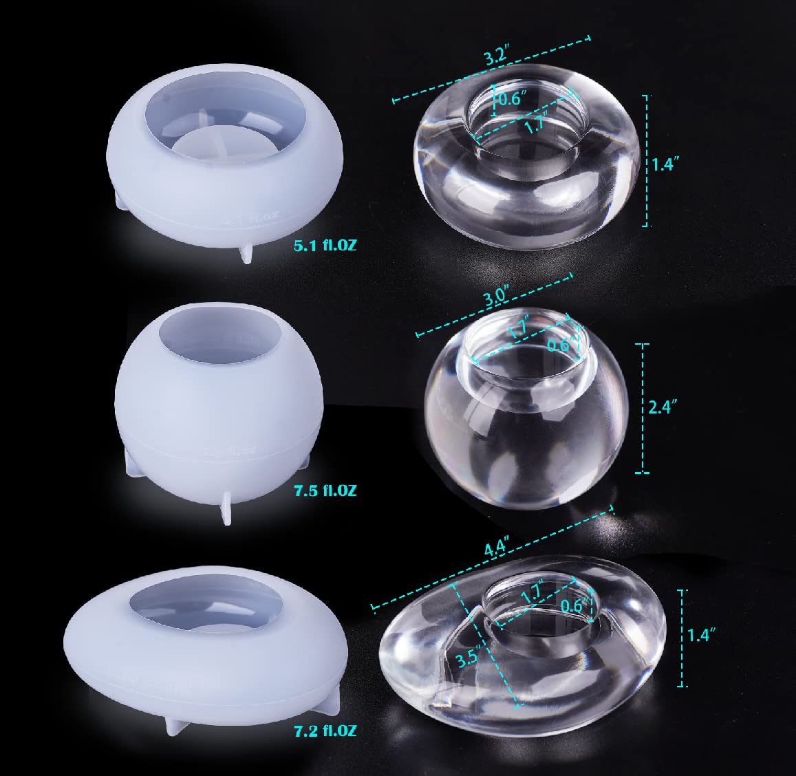 LET'S RESIN Tealight Candle Holder Resin Molds Silicone,3Pcs Tea Light Candle Holder Molds for Resin,Plaster,Cement Concrete,Epoxy Moulds for DIY Home Décor,Great for Beginners