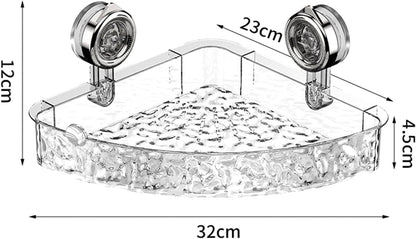 Suction Cup Shower Caddy, Clear Wall Bathroom Shower Organizer, Corner Caddy No Drilling for Kitchen Bathroom Hotel