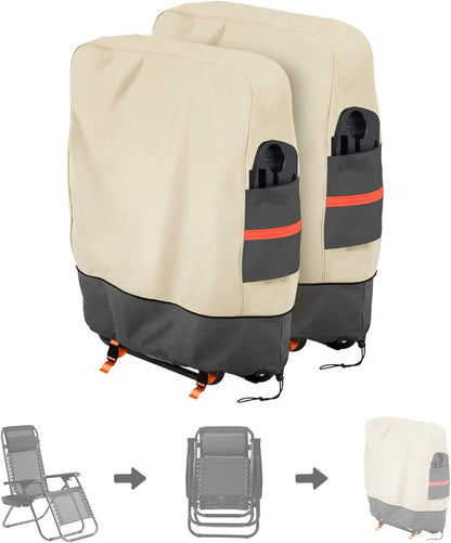 (2PC) SOKINGCOVER Zero Gravity Chair Covers - Outdoor Folding Recliner Chair Cover, Waterproof, UV Resistant