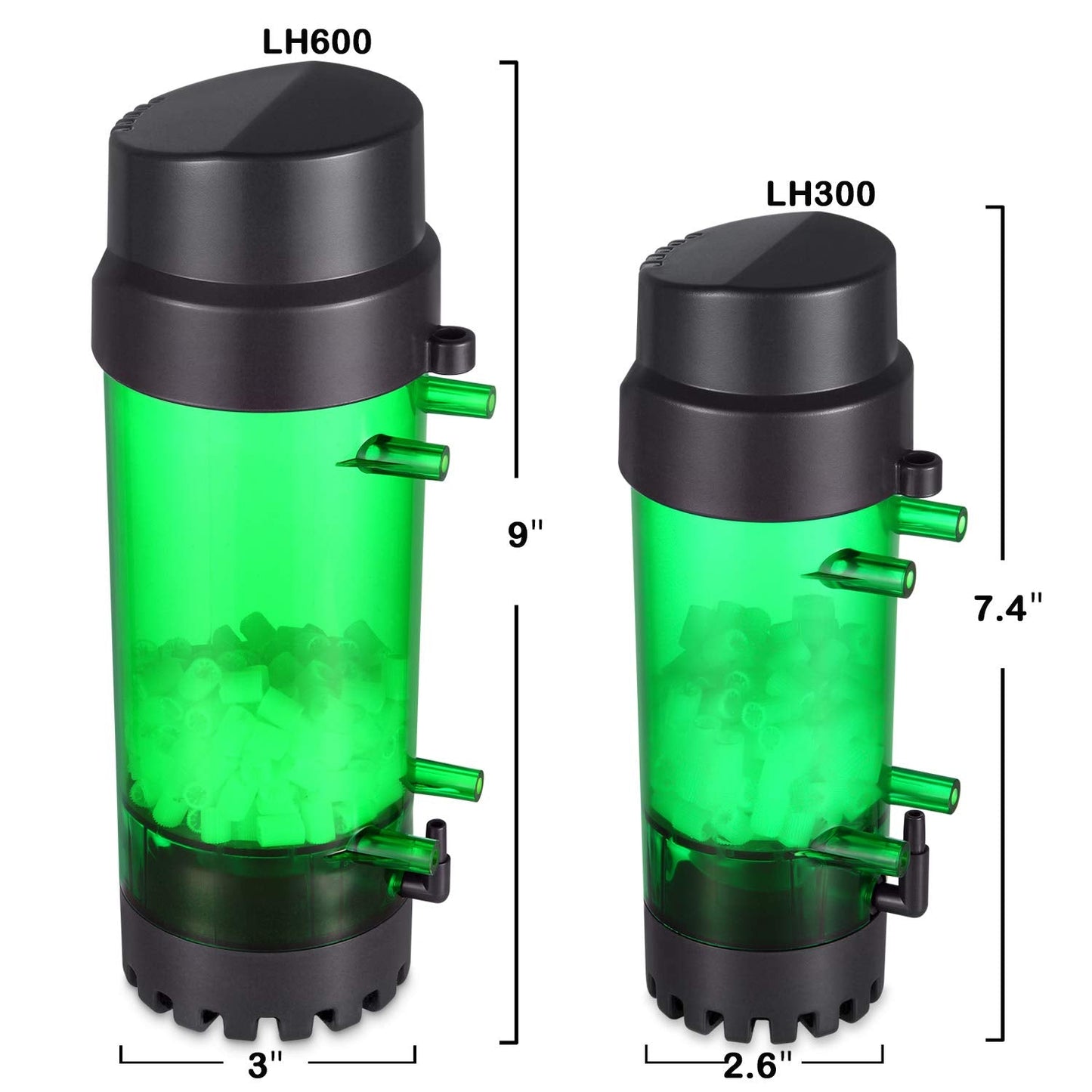 QANVEE Fluidized Moving Bed Bubble Bio Media Filter for Aquarium Fish Tank with Air Stone and Sponge Filter (LH-300)