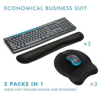 VAGAU Premium Keyboard Wrist Rest and Mouse Pad Wrist Support, Ergonomic Memory Foam Set for Office, Laptop, Mac, Computer and Gaming, Comfortable Typing &Wrist Pain Relief (2 Pack)