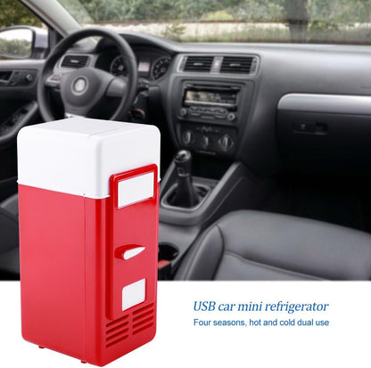 Mini USB Fridge - LED USB Refrigerator, Portable Compact for Drinks, Beverage Cans, Home, Office, Car (Red)