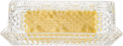 Countertop,Refrigerator,Dishwasher Glass Butter Dish with Lid,Large Deep Covered Butter Dish,Clear Crystal Glass Butter