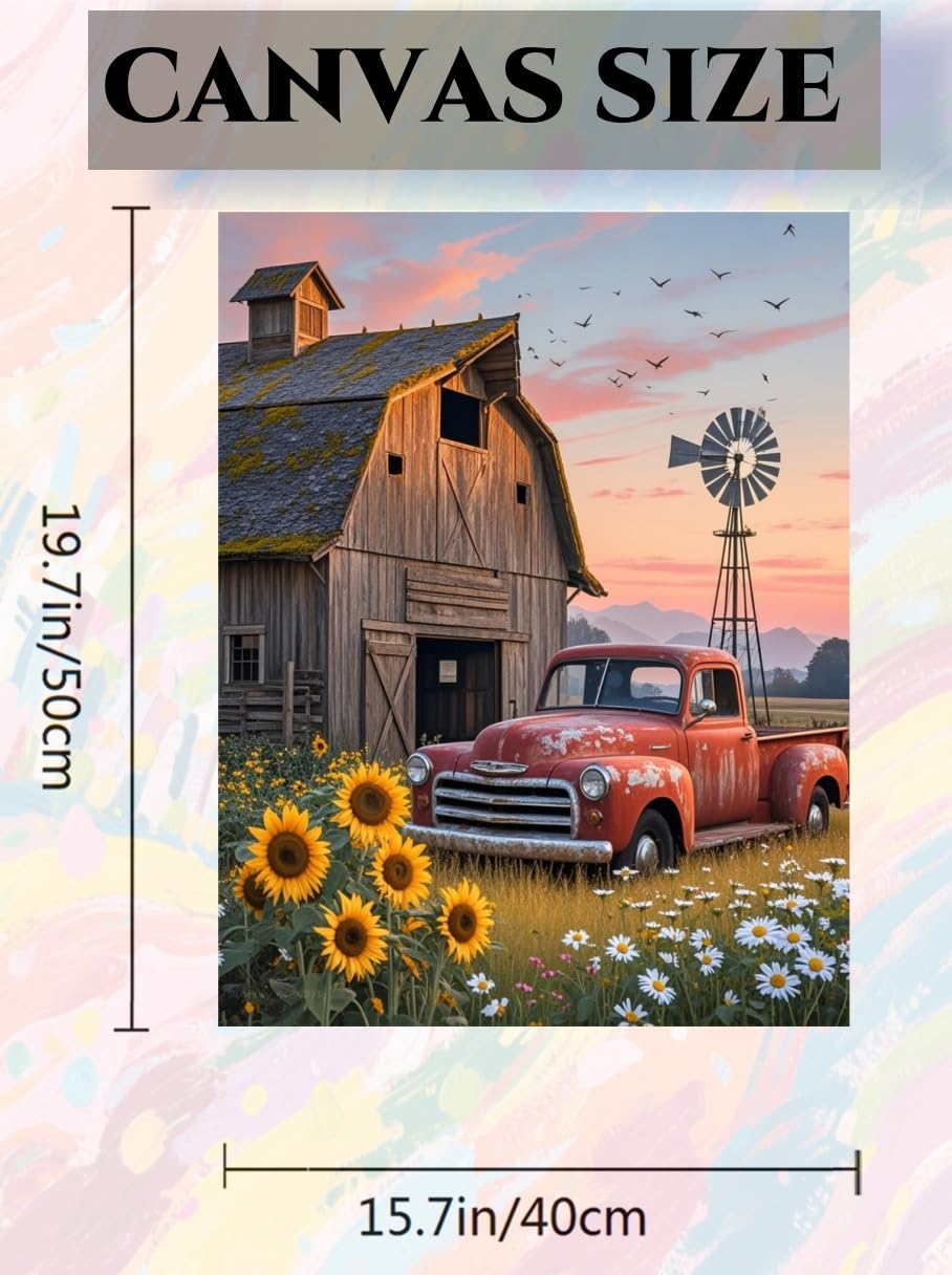 ACANDYL DIY Paint by Numbers Kit for Adults Beginner Farm Paint by Number for Adults Canvas Painting by Number DIY Acrylic Oil Painting on Canvas Arts Craft Decoration Sunflower 16x20 inch