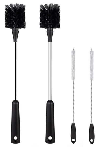 [4 Pack] Water Bottle Brush & Straw Cleaner Set,Stainless Steel Long Handle Baby Bottle Scrub Cleaning Brush for Sports Bottles, Cups, Dishes, Coffee Mugs, Glasswares, Tumblers, Wine Decanters