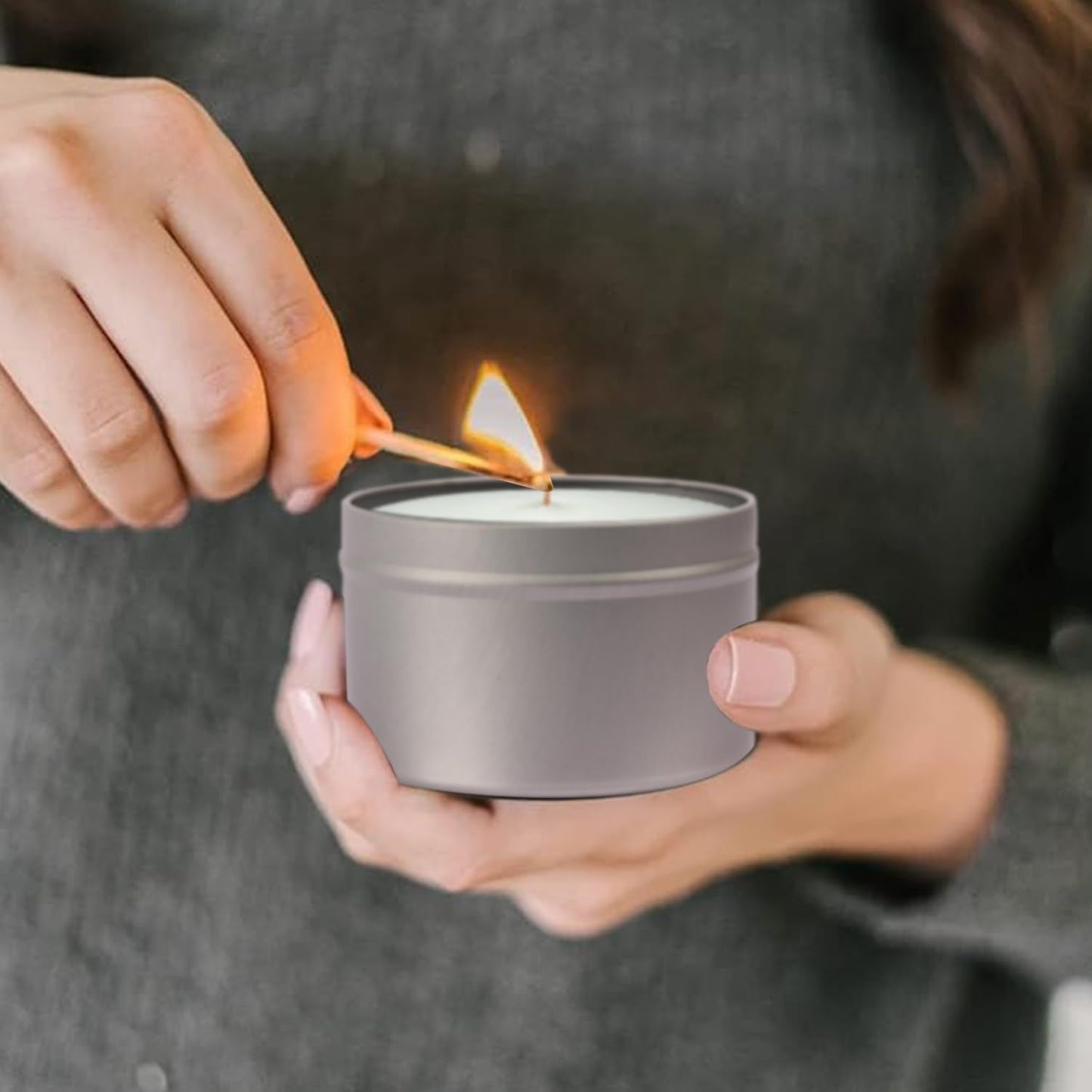 GENHAKON 36 Packs 8 oz Silvery Candle Tins, Bulk Candle Making Tins, Candle Making Jars for Making Candles