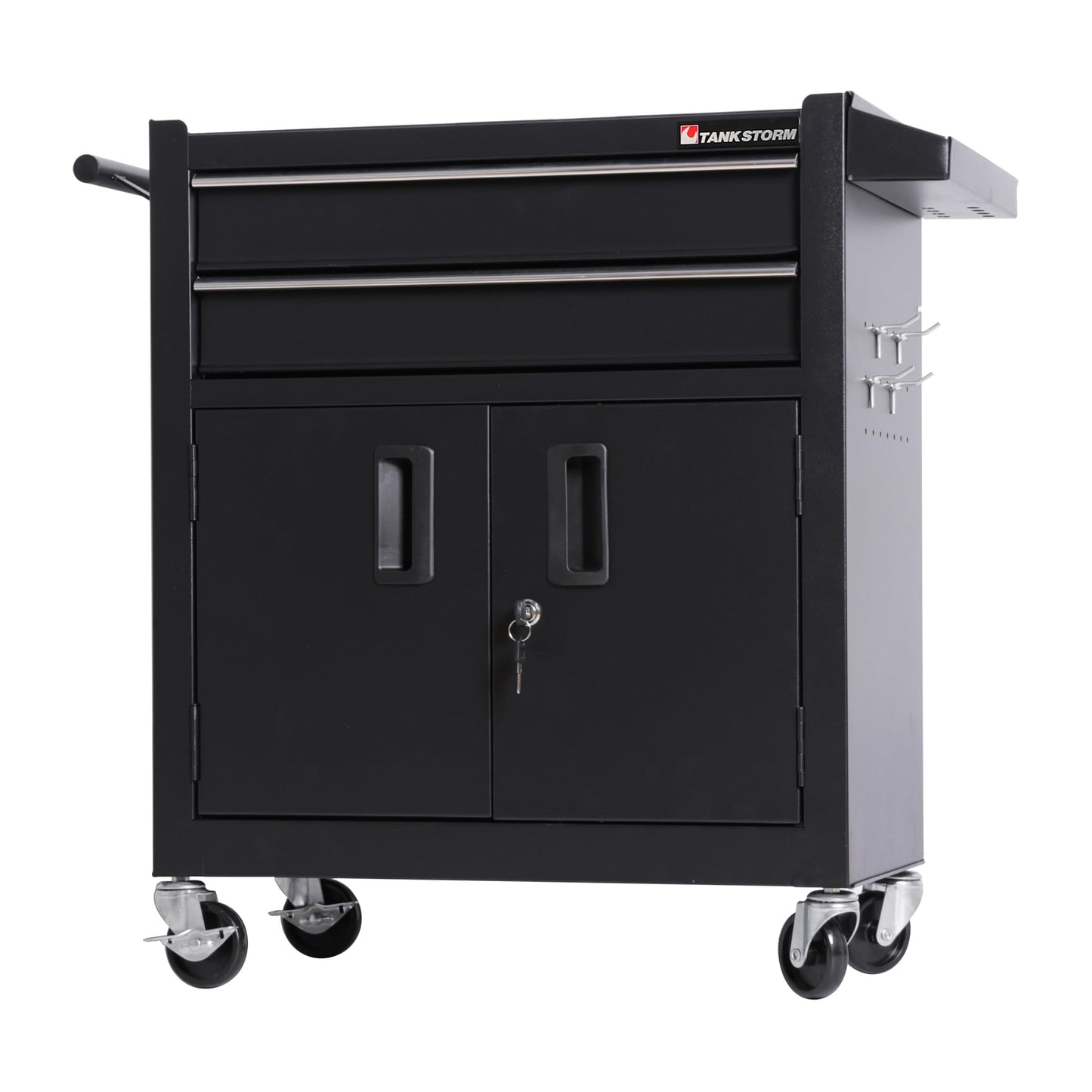 TANKSTORM Tool Chest Heavy Duty Cart Steel Rolling Tool Box with Lockable Doors (TZ12 Black)