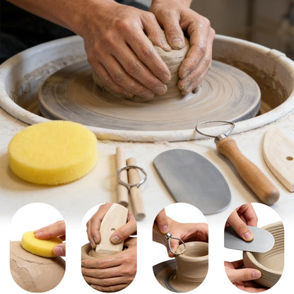 61 PCS Complete Clay Sculpting Tools Kit: All-in-One Pottery Tools with Stainless Steel & Wooden Handles for Modeling Polymer, Ceramic, Air Dry Clay - for Beginners & Artists