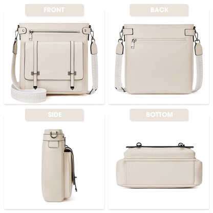 Roulens Crossbody Bags for Women,Multi Pocket Crossbody Purses Vegan Leather Shoulder Handbags Travel Purse Adjustable Strap