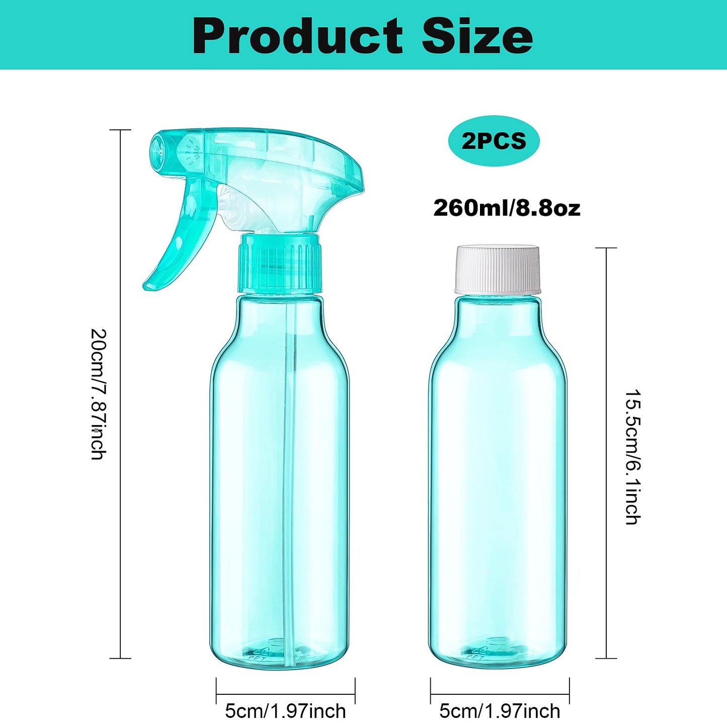 Cosywell Plastic Spray Bottles 8.8oz/260ml 3 Pack Empty Spray Bottle for Cleaning Mist/Stream Heavy Duty Water Spraying Bottle for Cooking Hair Care Essential Oils(Clear)