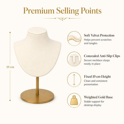 RQQM Necklace Display Stand For Selling Jewelry Display Stand with Stainless Steel Stand Necklace Holder Organizer Desktop Stand for Home Store Dresser-3.15''×4.72''×7.48''