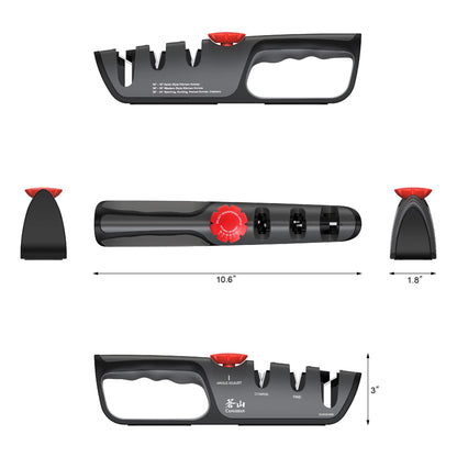Cangshan 1026108 3-Stage Adjustable 14-24 Degree Professional Knife + Scissor Sharpener Black