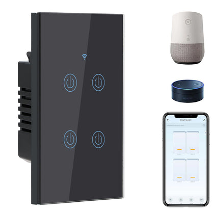 BSEED Smart Light Switch,1 Gang WiFi Touch Switch with Smart Life APP Control and Timing Function,Black Single Pole Switches Work with Amazon Alexa,Google Assistant -(3 Way) Multi-Control Association