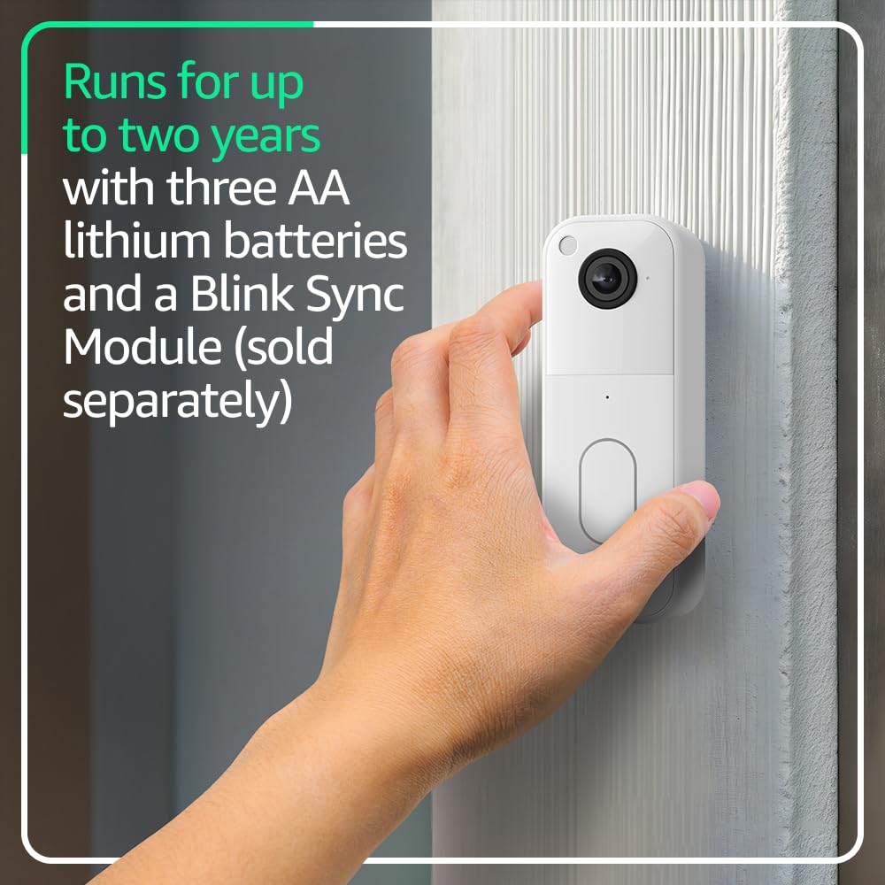 Blink Video Doorbell (newest model) – Head-to-toe HD view, two-year battery life, and simple setup. Required Sync Module not included – Add-On (Black)