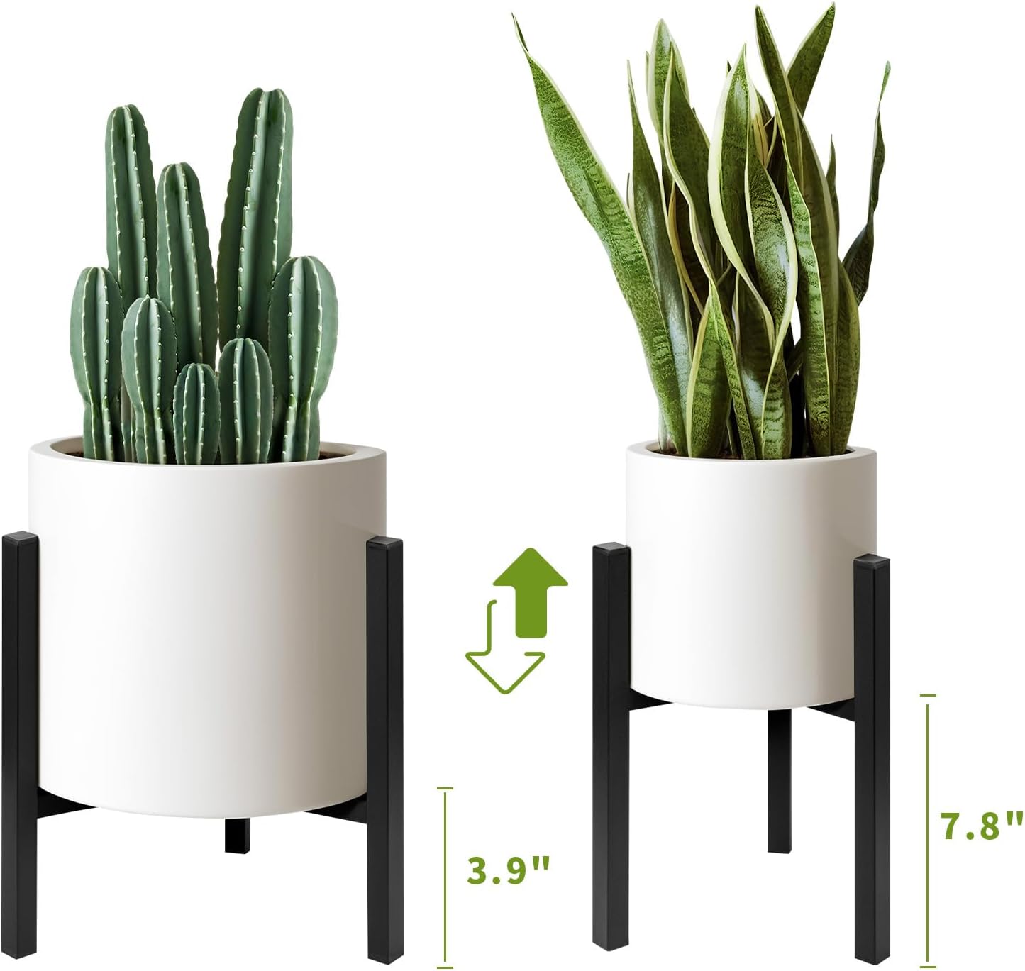 12 14 16 inch Plants-1ps IZIDDO Adjustable Plant Stand Indoor, Black Metal Planter Stands Outdoor, Mid Century Modern