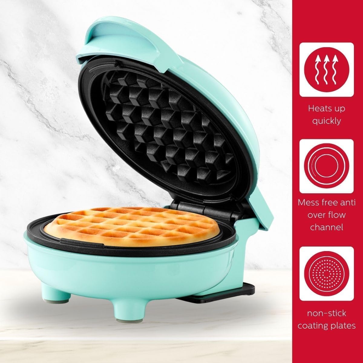 Mini Maker for Individual Waffles, Hash Browns, Keto Chaffles, Easy to Clean Non-Stick Surfaces, 4 Inch