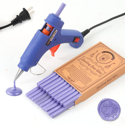 Wax Seal Kits, Wasole 20Pcs Pearl Purple Sealing Wax Sticks with 1 Pieces Glue Gun Set for Wax Seal Stamp, Great for Wedding Invitations, Birthday Cards, Envelopes, Gift Wrapping (Pearl Purple)