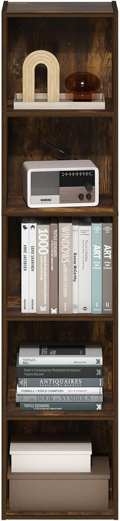 Furinno PASIR 5-Tier Modern Bookshelf - Open Shelves Bookcase in Amber Pine | Easy Assembly for Home & Office