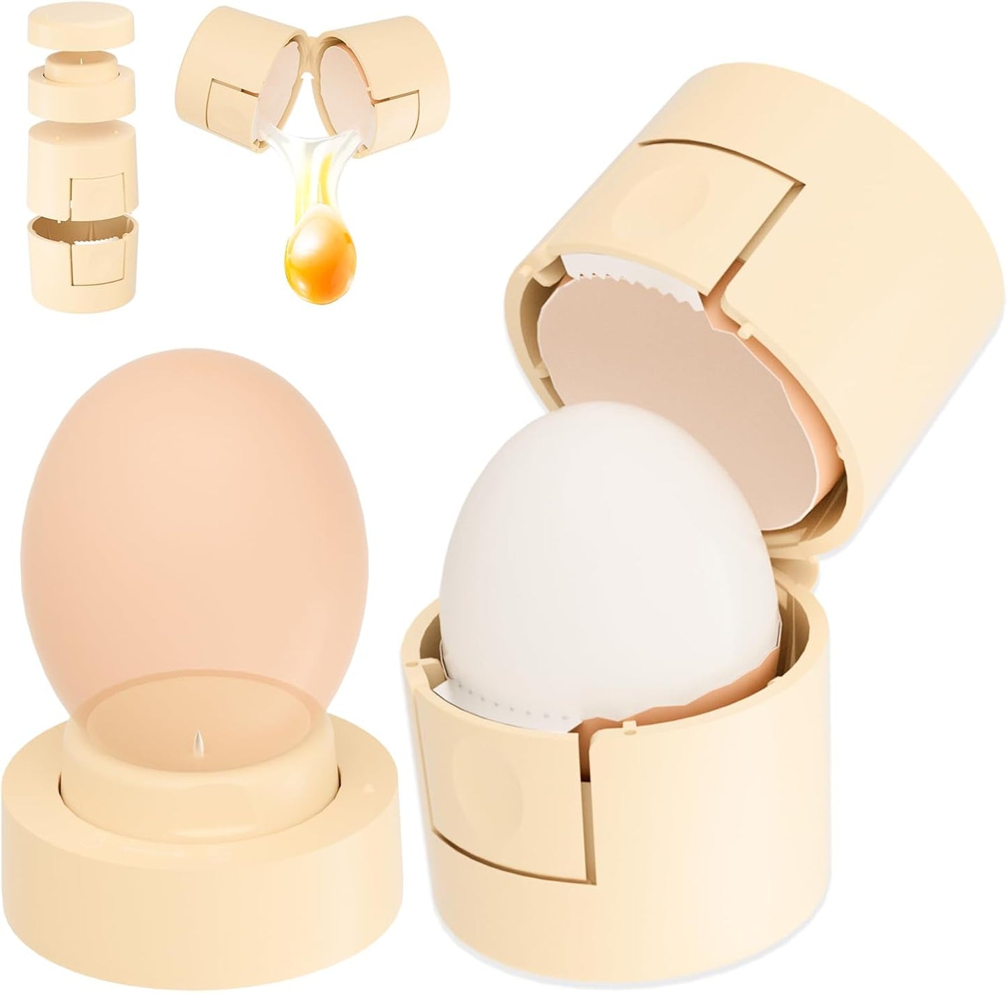 2 1 1 Pack Upgraded in Egg Shell Opener, Hard Boiled Egg Peeler Cracker with Piercer, Cute Egg Separator for Raw Eggs