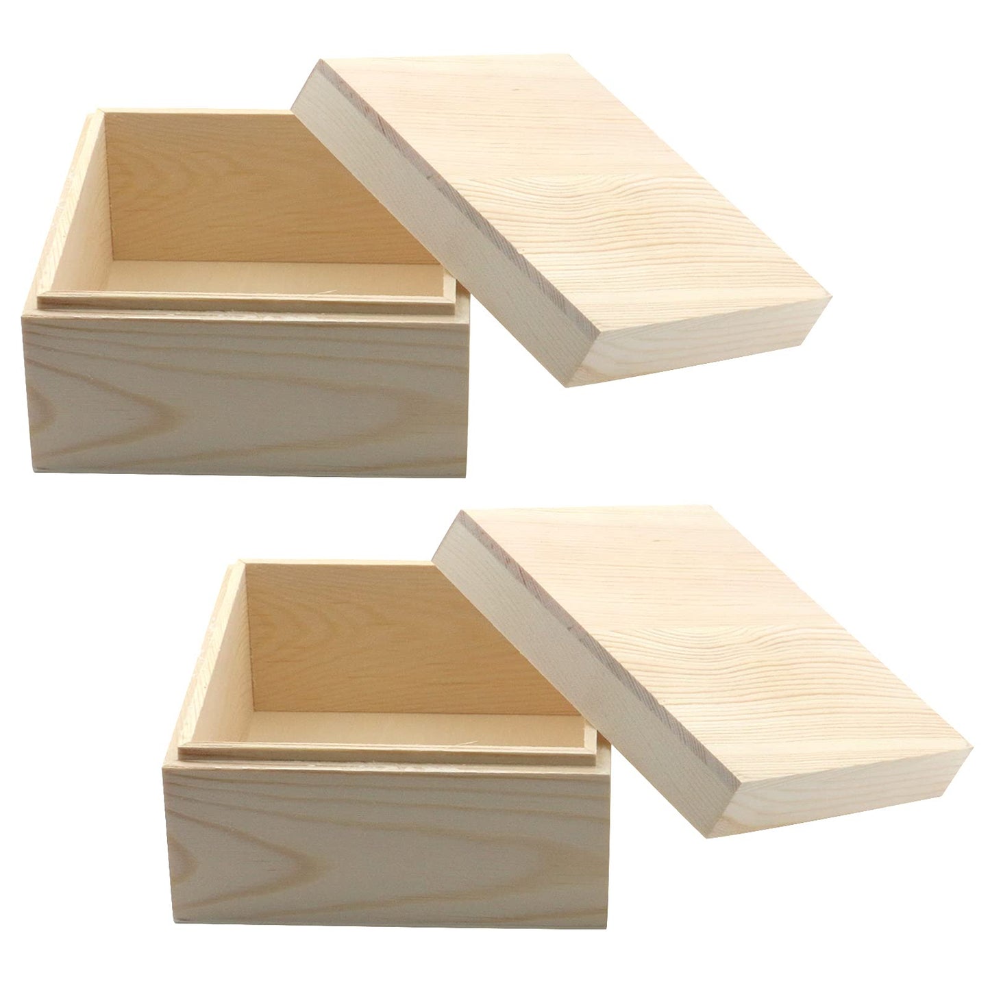 MY MIRONEY 2Pcs Wooden Unfinished Storage Box with Top Lid 4.72" x 4.72" Square Wooden Pine Box DIY Craft Stash Boxes Gift Box for Arts Hobbies and Home Storage