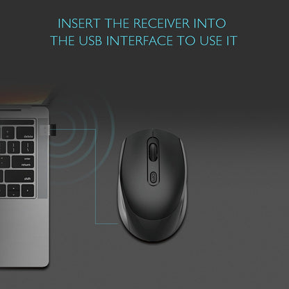 ONE-UP Wireless Mouse, 2.4G, Silent, USB Nano Receiver, for Laptop, Chromebook, PC, Mac, Windows and School Work (Black)