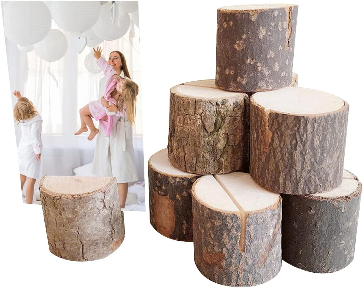 Wedding Table Card Holder, 10Pcs Stump Shape Place Card Holder Stand for Party