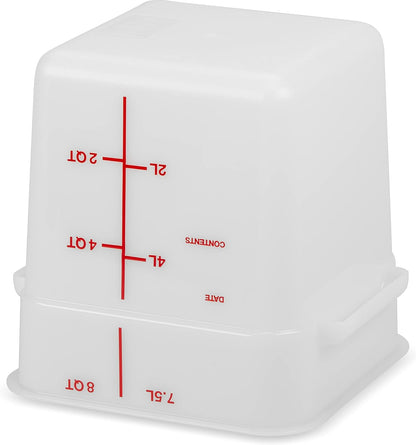 Carlisle FoodService Products Square Food Storage Container, 8 Quarts, Stackable Design for Catering, White
