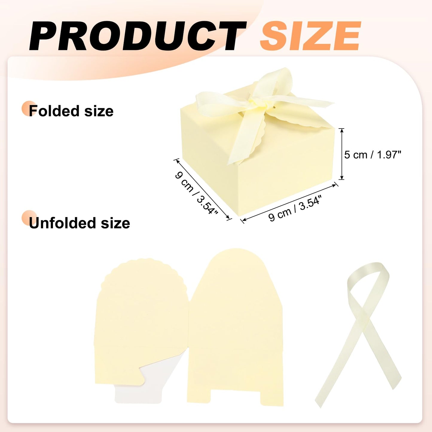 PATIKIL Party Favor Candy Box with Ribbons, (Yellow)(30Pcs), Kraft Paper Colorful Treat Gift Boxes for Wedding/Birthday Party/Anniversary