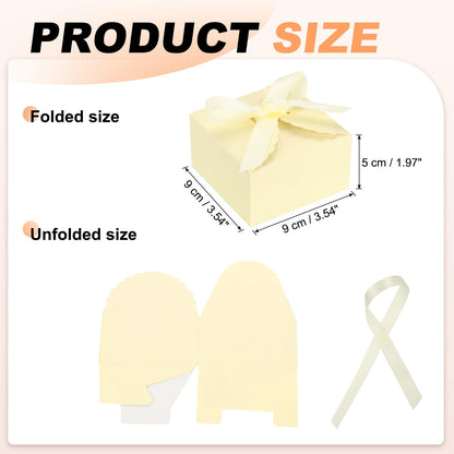 PATIKIL Party Favor Candy Box with Ribbons, (Yellow)(30Pcs), Kraft Paper Colorful Treat Gift Boxes for Wedding/Birthday Party/Anniversary