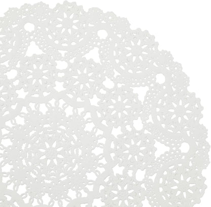 Juvale White Lace Paper Doilies for Tea Party Decorations - 12 in Round, 200 Pack Disposable Paper Placemats